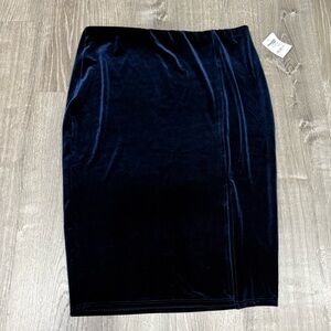 Charlotte Russe Navy Velvet Pencil Skirt - Size L